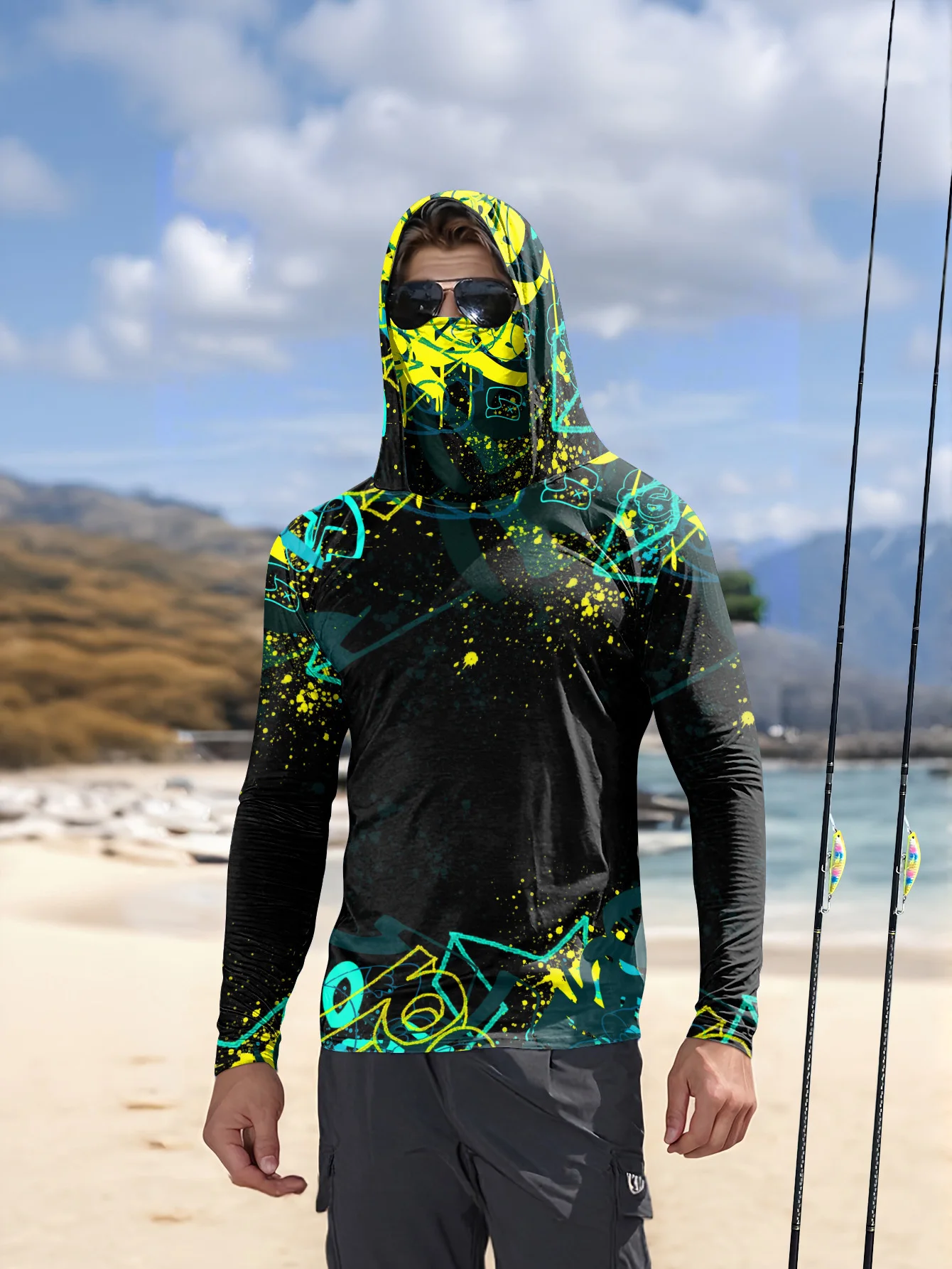 هودي صيد للرجال بعامل حماية من - مراجعة Fishing Mask Sun Protection وسعره
